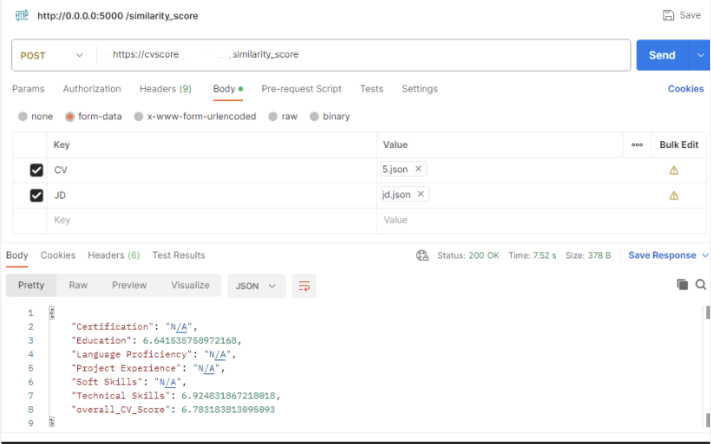 CV Similarity with Job Description